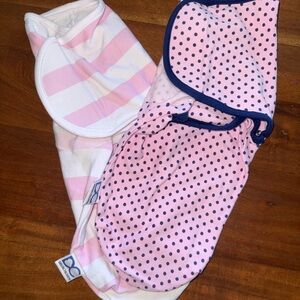 Delta Pink and White baby swaddles